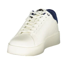 White Polyester Athletic Sneakers
