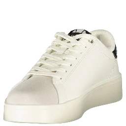 White Polyester Athletic Sneakers