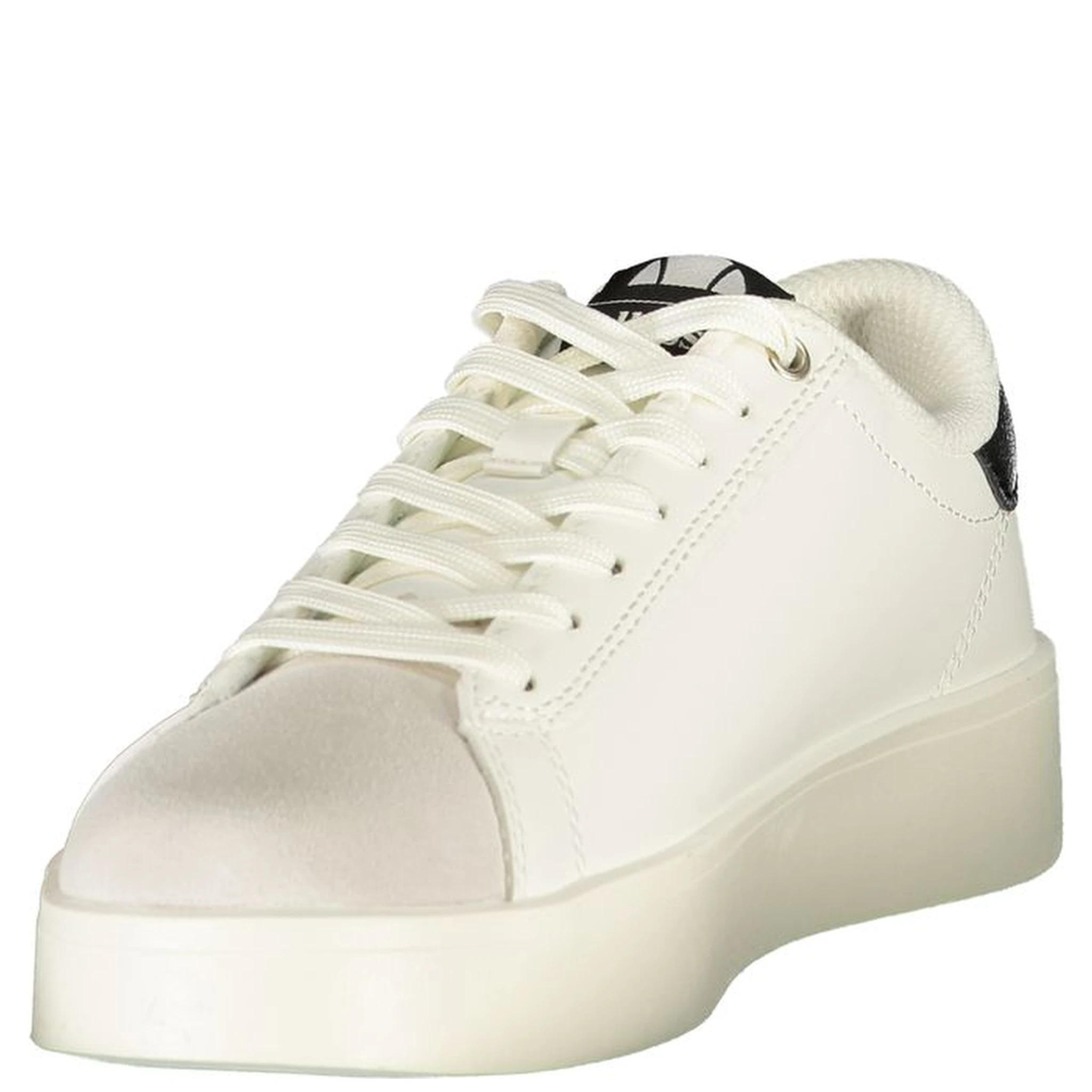 White Polyester Athletic Sneakers