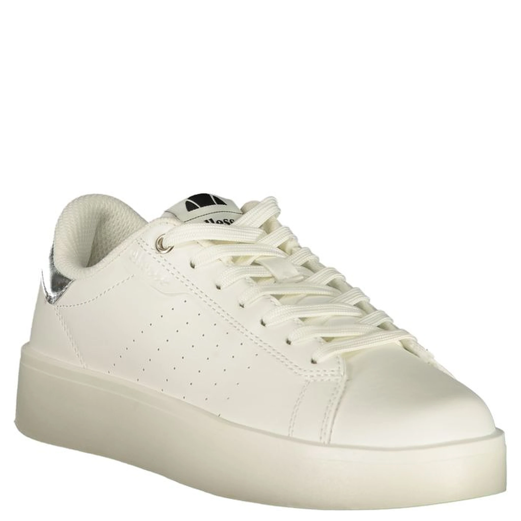 White Polyester Athletic Sneakers