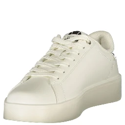 White Polyester Athletic Sneakers