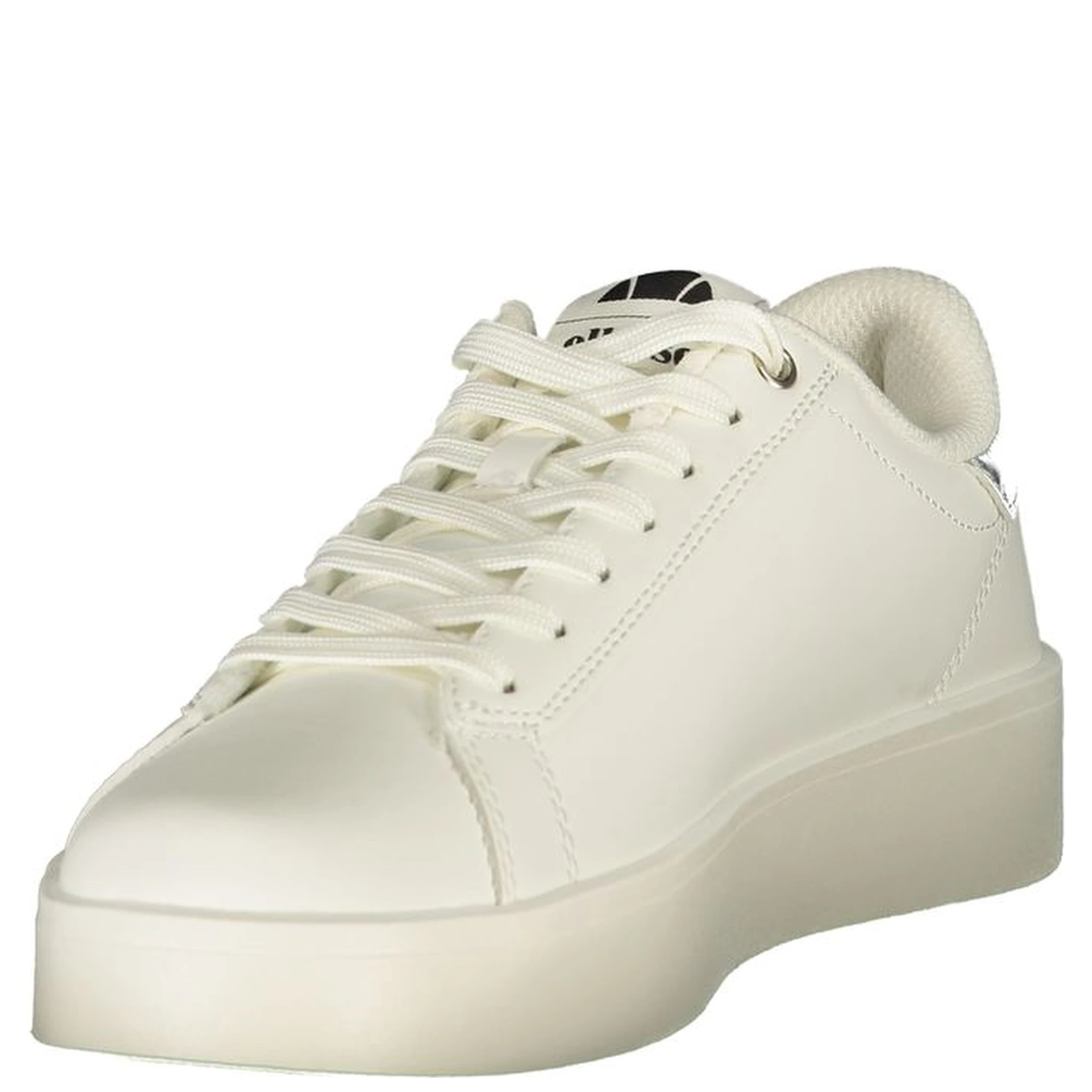 White Polyester Athletic Sneakers