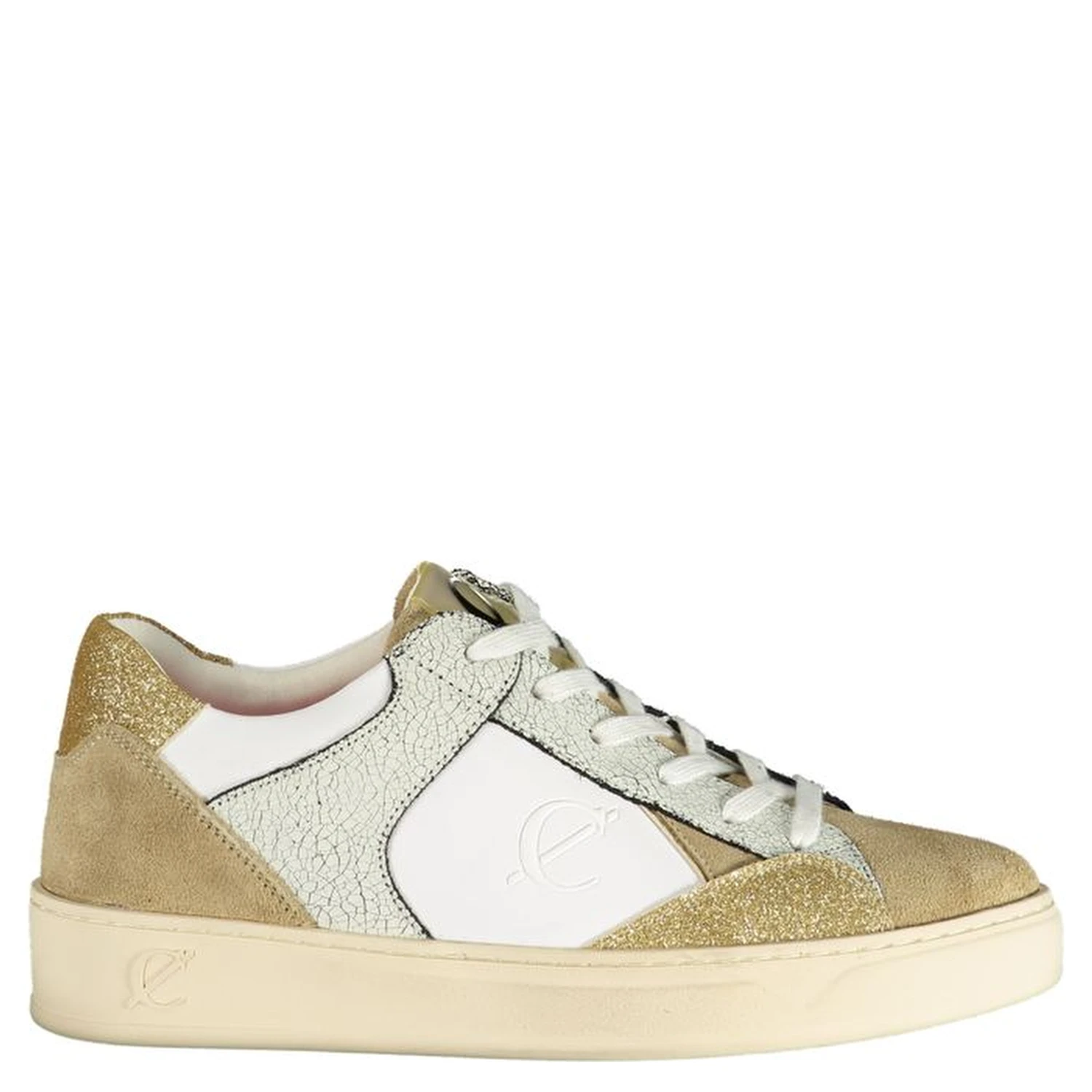 White Polyester Low Top Sneakers