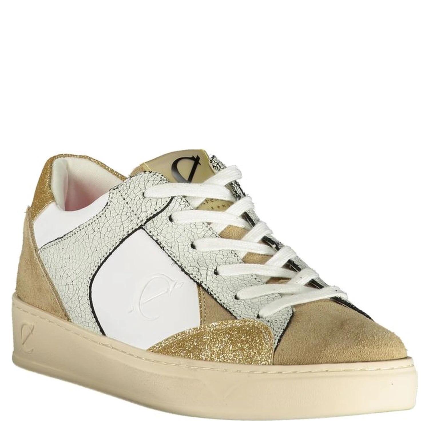 White Polyester Low Top Sneakers