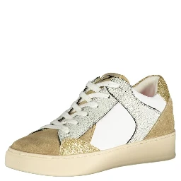 White Polyester Low Top Sneakers