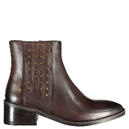 Brown Polyester Ankle Boots