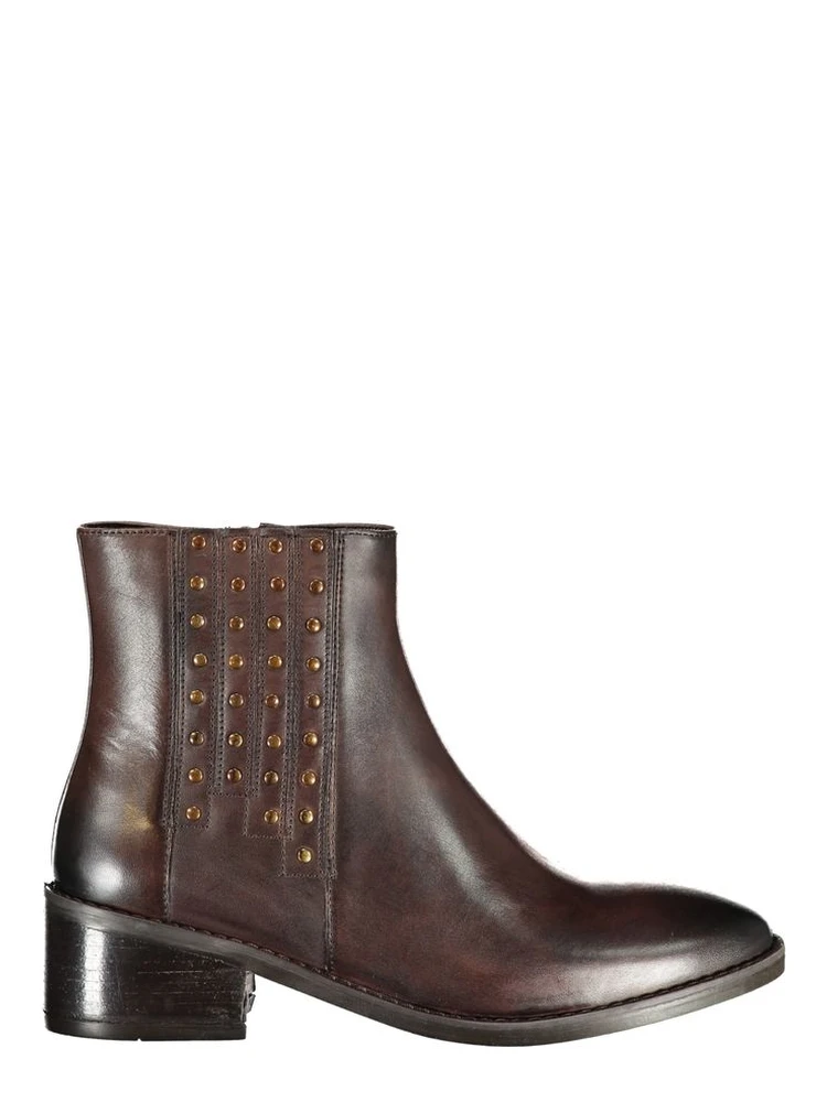 Brown Polyester Ankle Boots