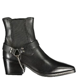 Black Polyester Ankle Boots