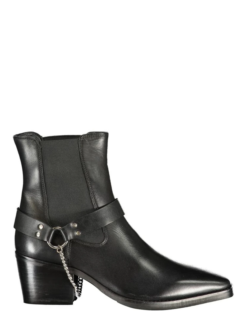 Black Polyester Ankle Boots
