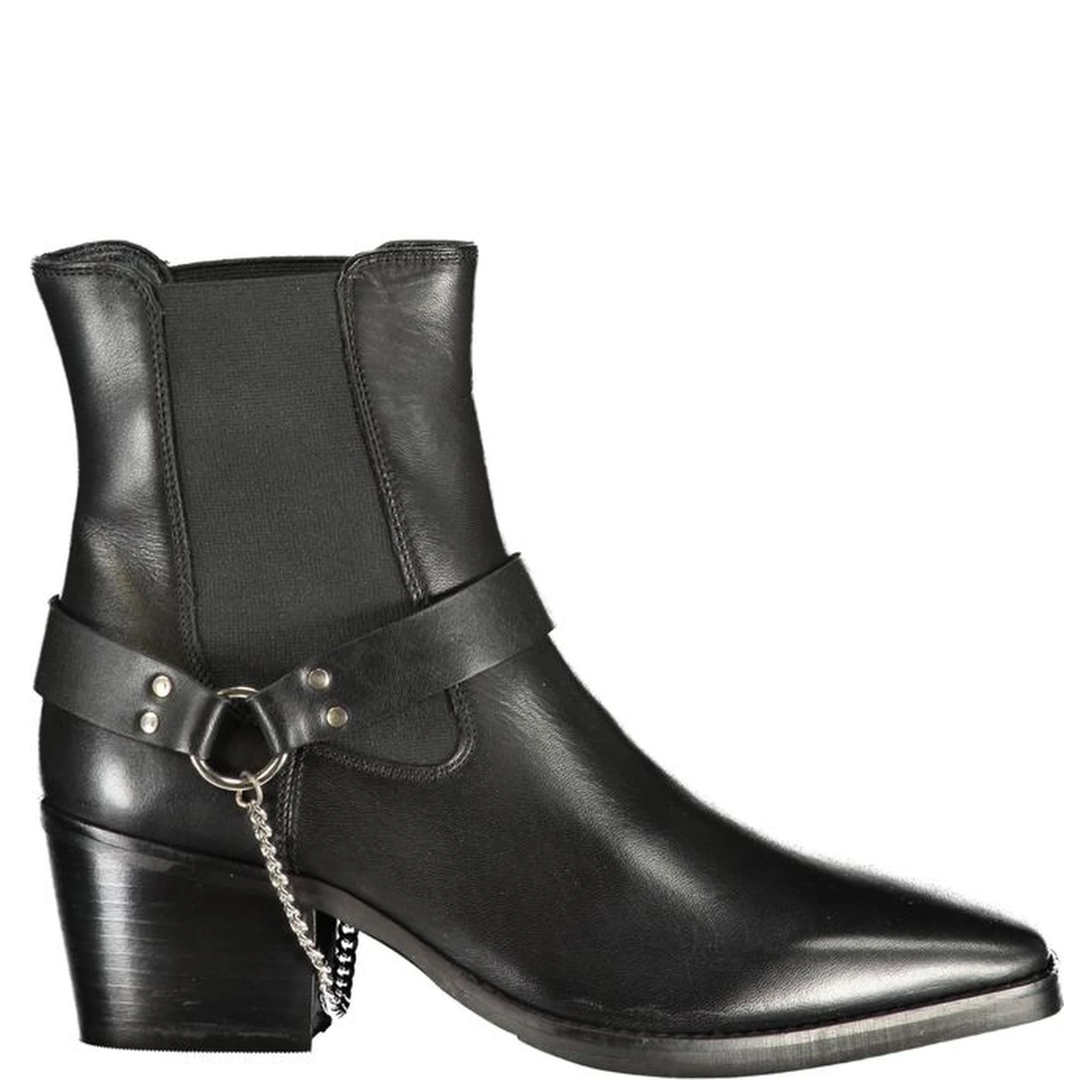 Black Polyester Ankle Boots
