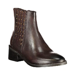Brown Polyester Ankle Boots