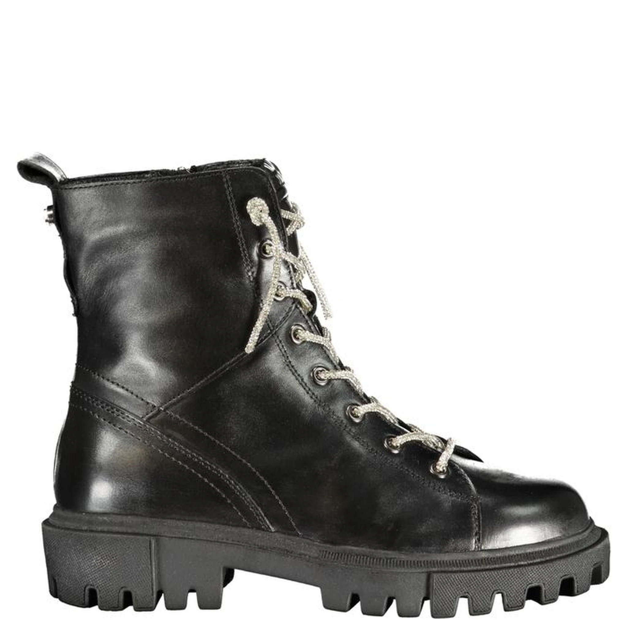 Black Leather Women Ankle Boot
