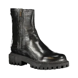 Black Leather Women Boot