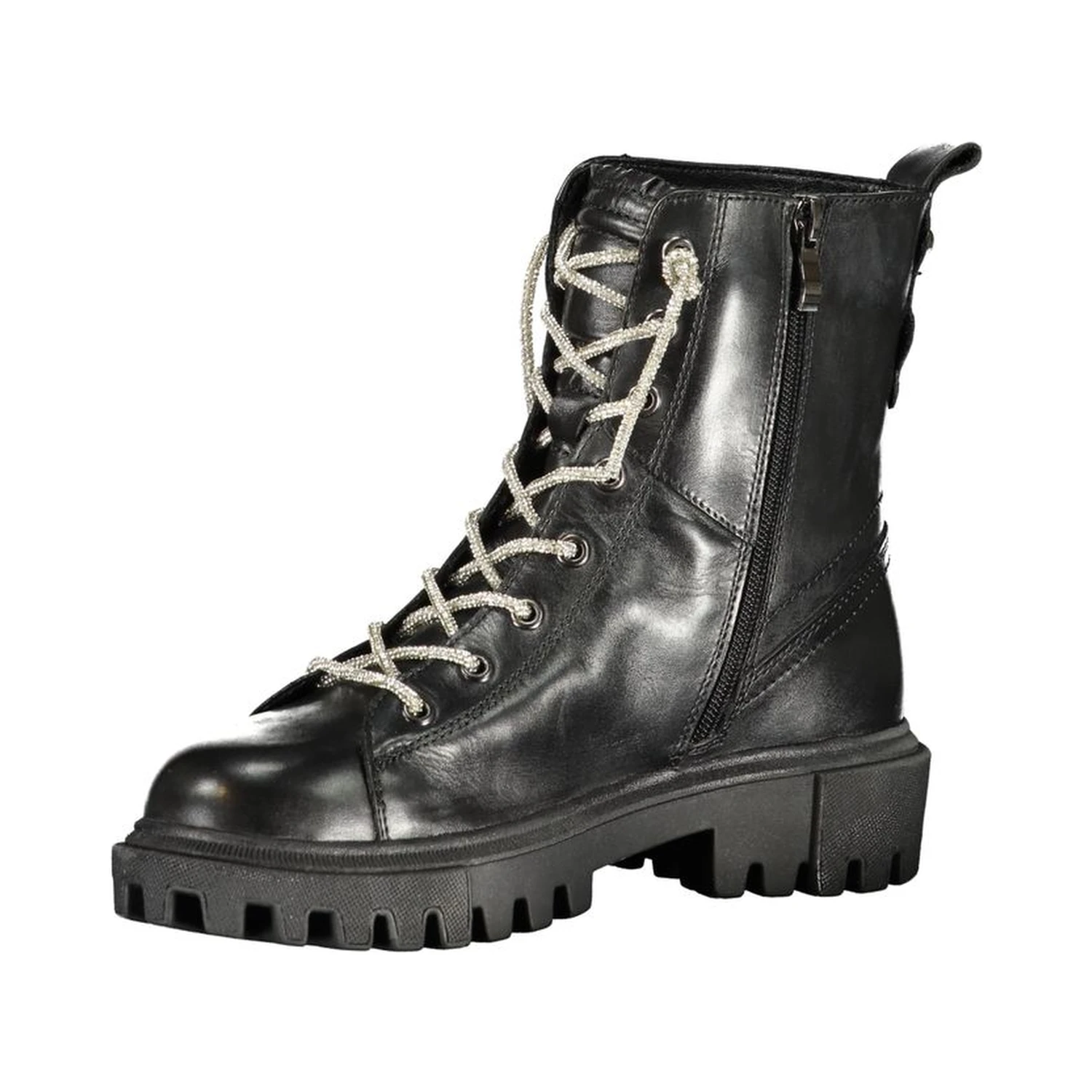 Black Leather Women Ankle Boot