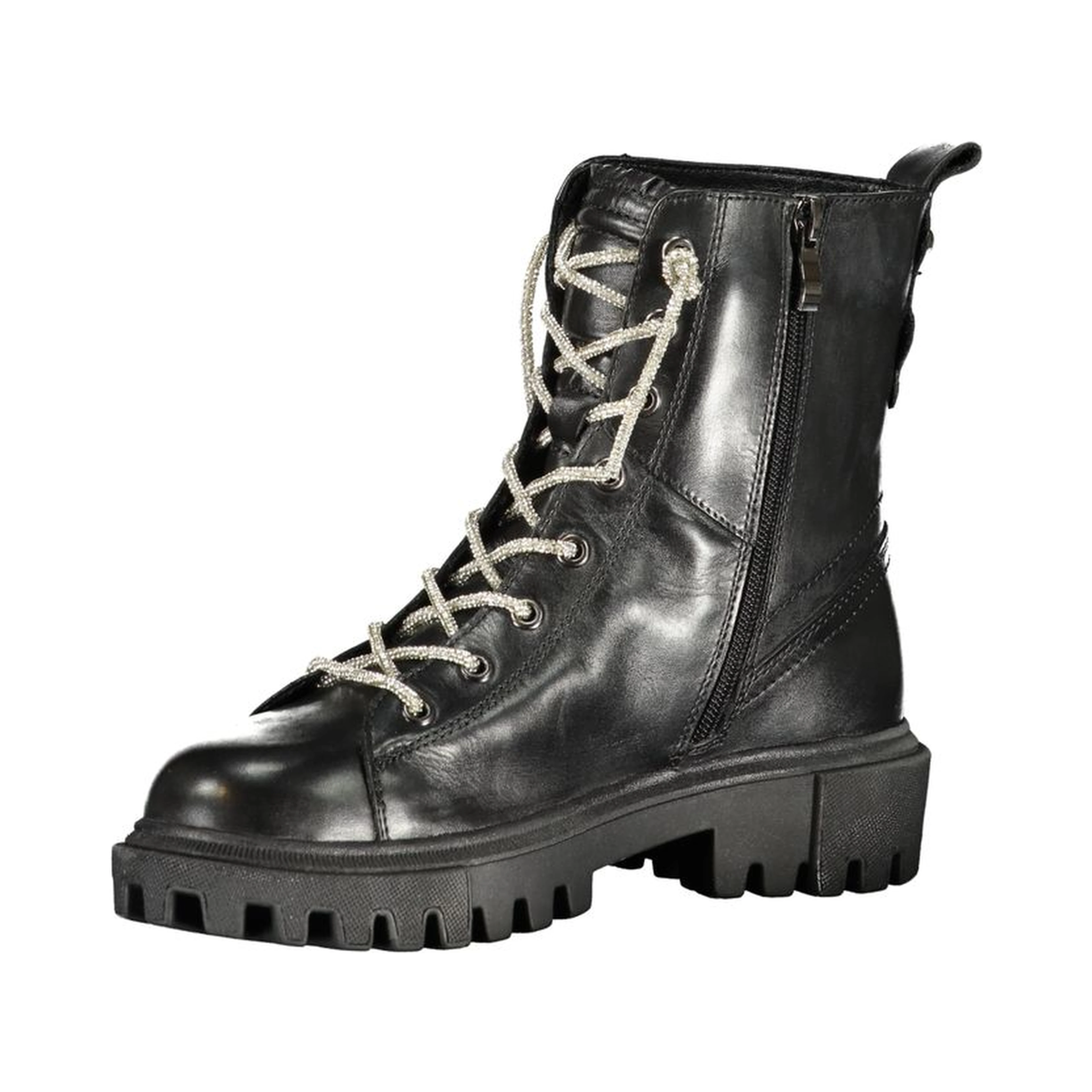 Black Leather Women Ankle Boot