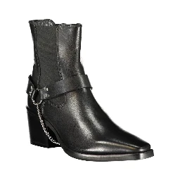 Black Polyester Ankle Boots