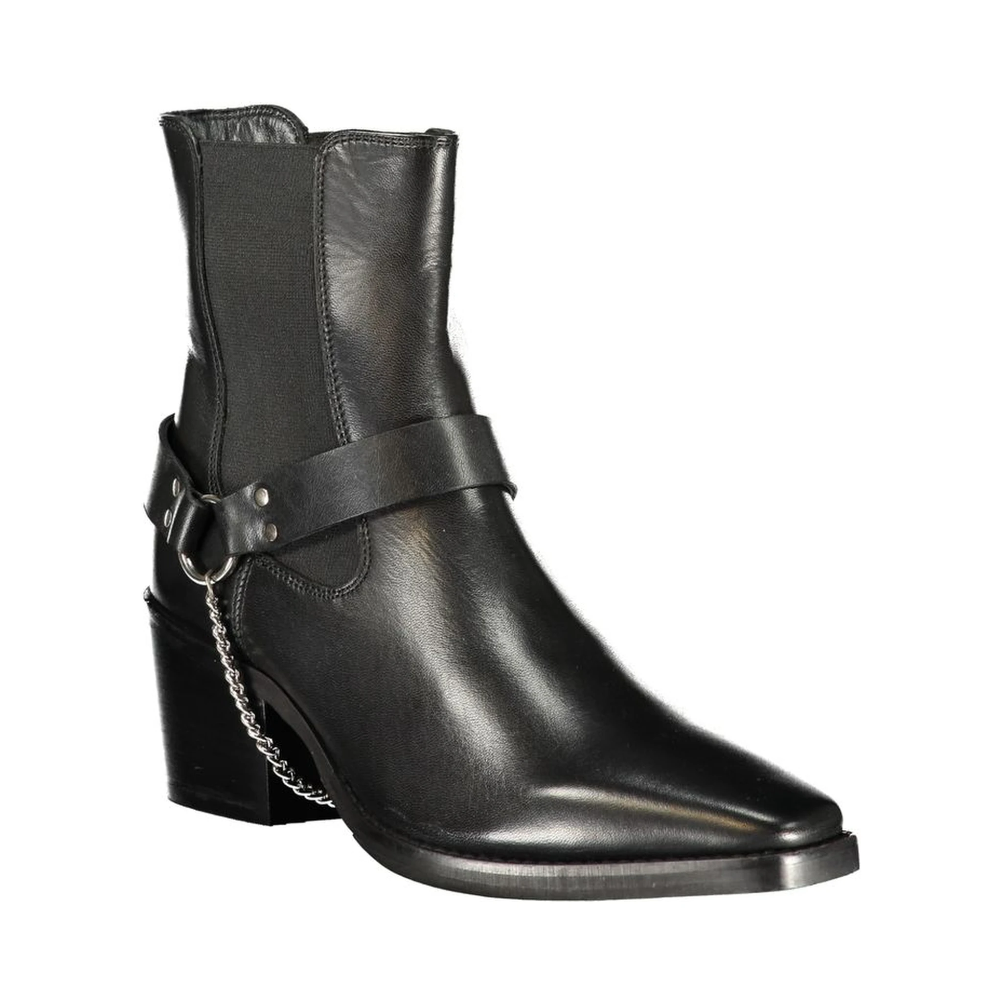 Black Polyester Ankle Boots