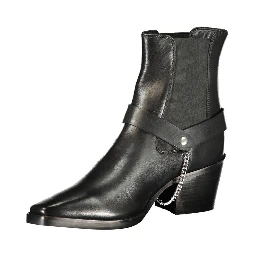 Black Polyester Ankle Boots