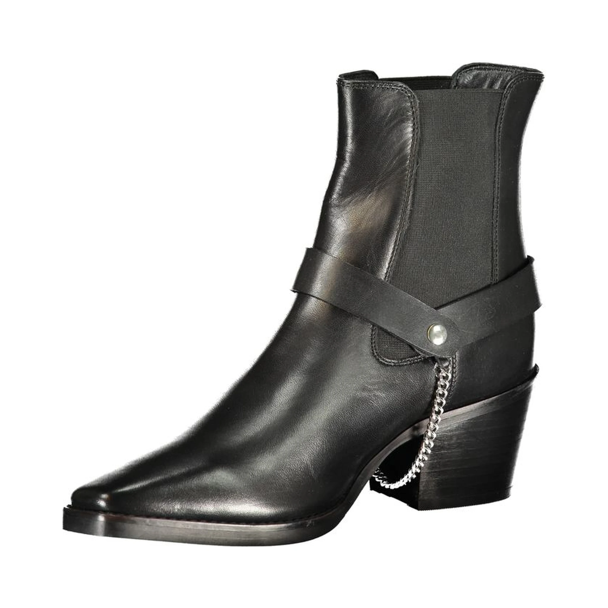 Black Polyester Ankle Boots
