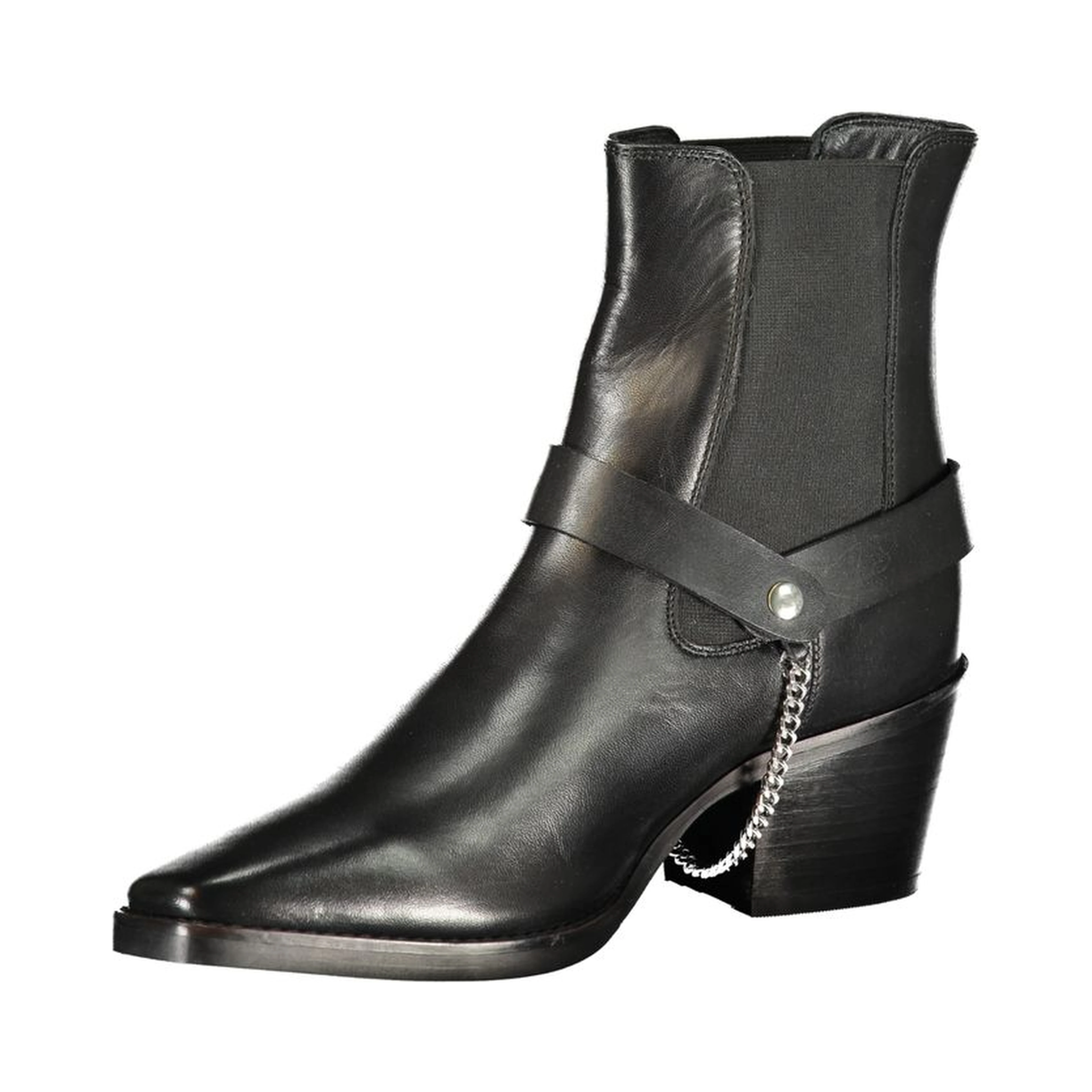 Black Polyester Ankle Boots