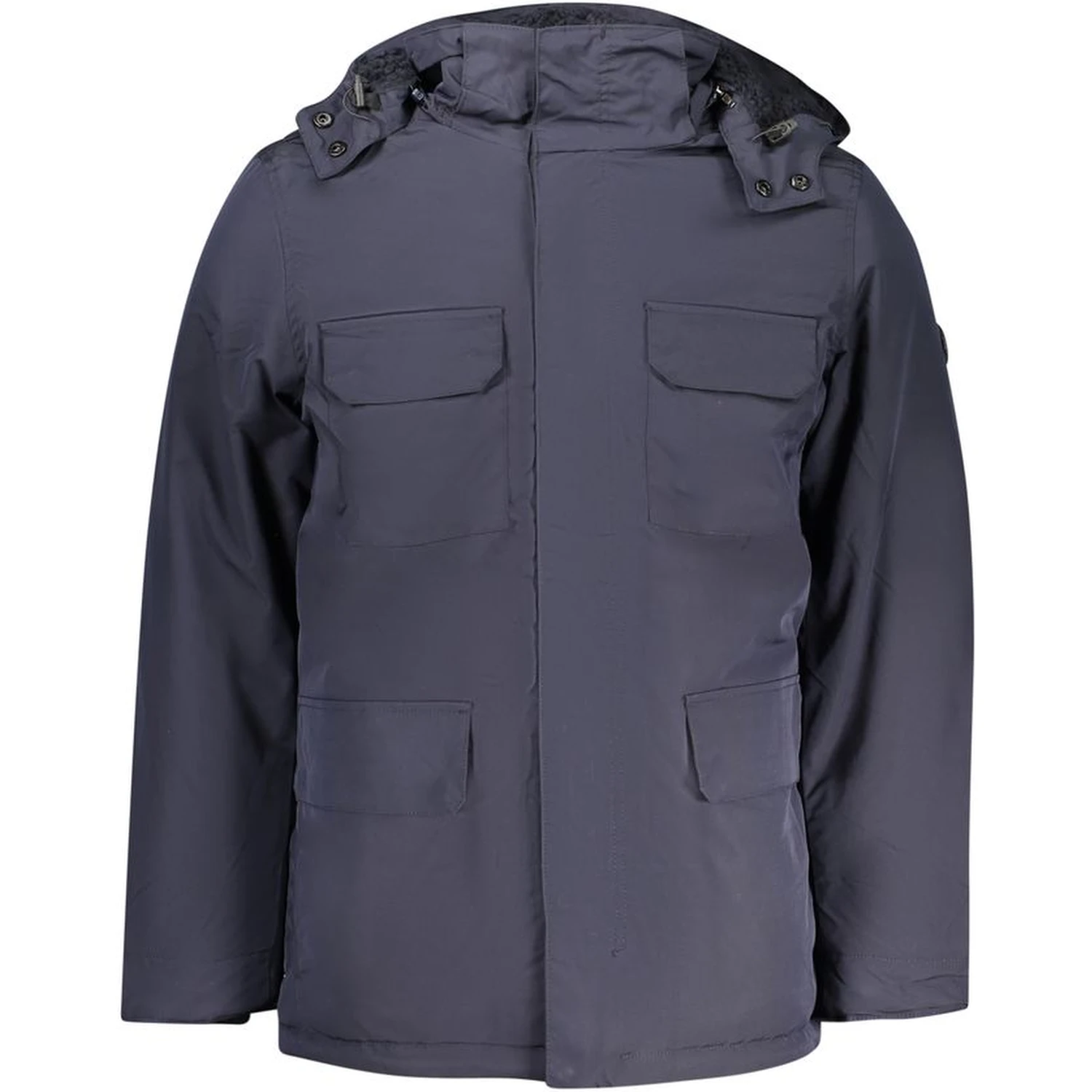 Blue Polyester Men's Parka Jacket