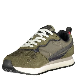 Green Polyester Athletic Sneakers
