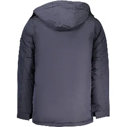 Blue Polyester Men's Parka Jacket