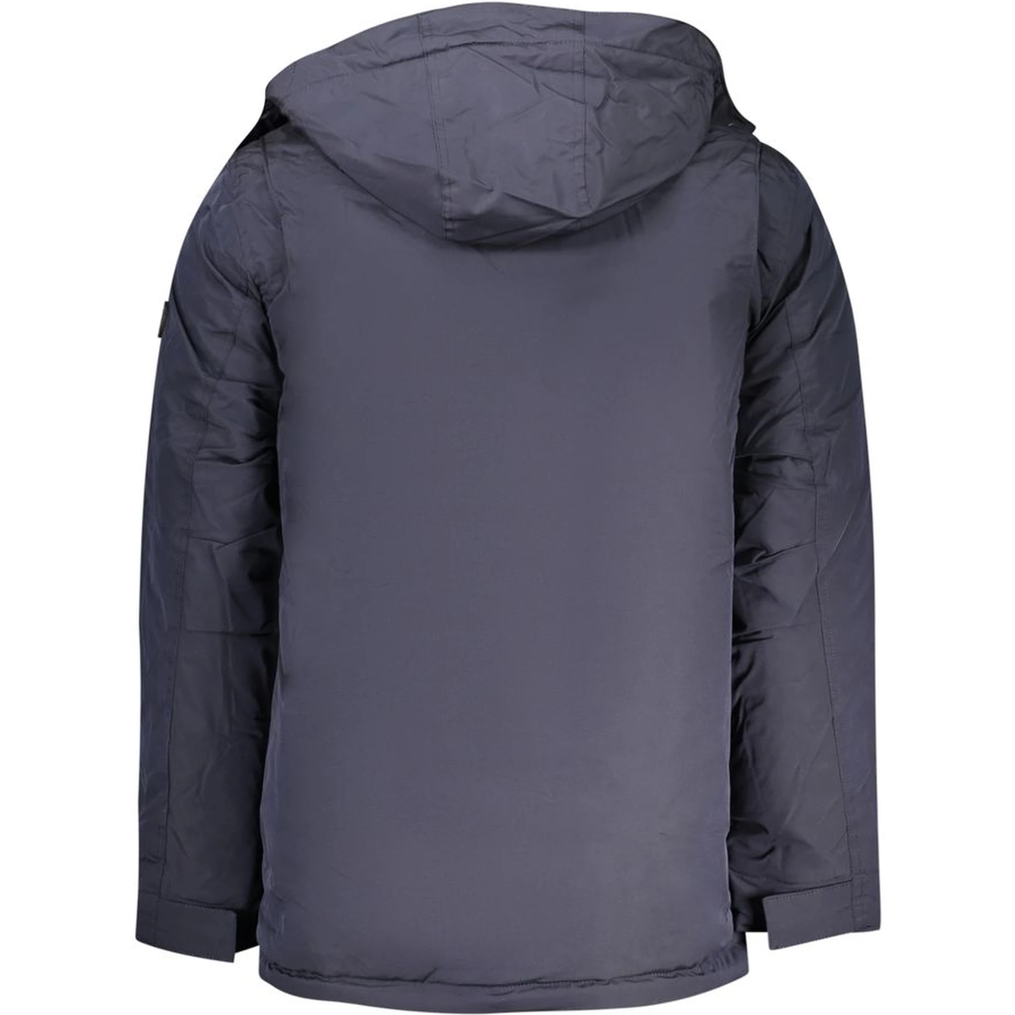 Blue Polyester Men's Parka Jacket