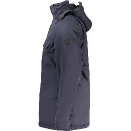 Blue Polyester Men's Parka Jacket
