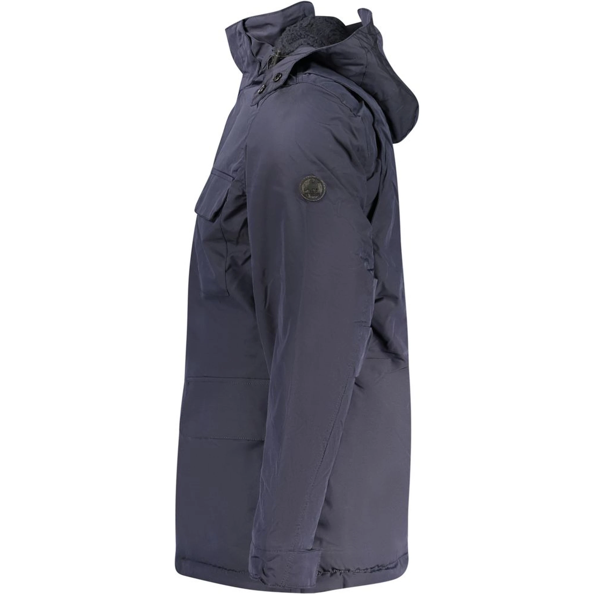 Blue Polyester Men's Parka Jacket