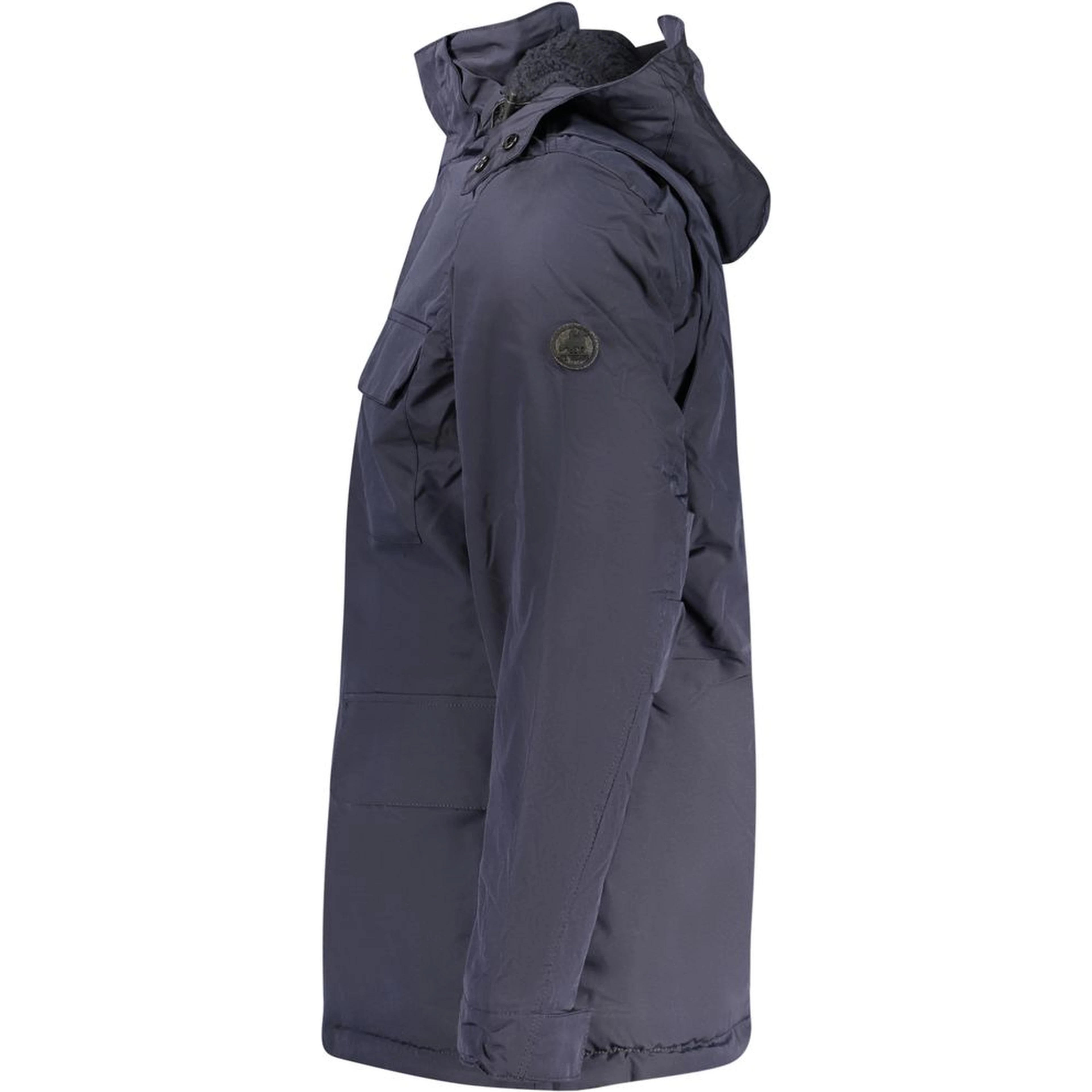 Blue Polyester Men's Parka Jacket