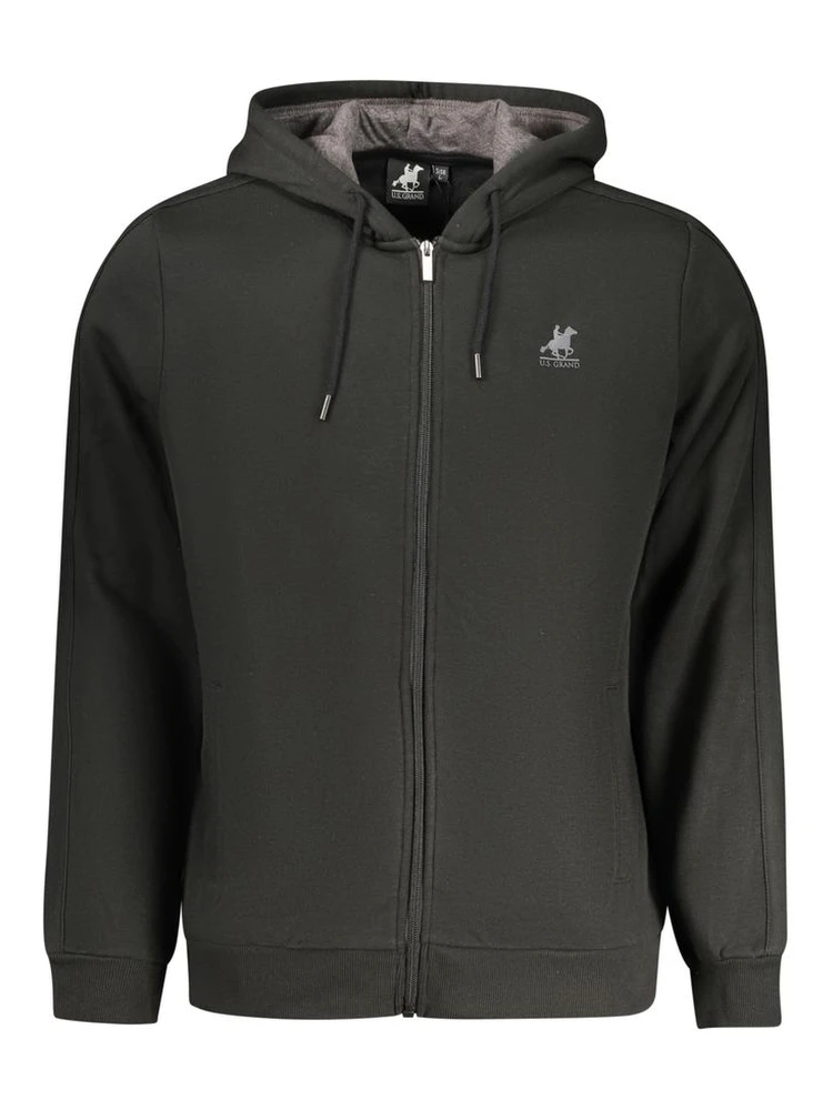 Black Cotton Men Hoodie