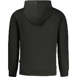 Black Cotton Men Hoodie
