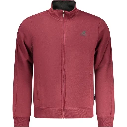 Red Cotton Men's Sweatshirt with Zip and Pockets