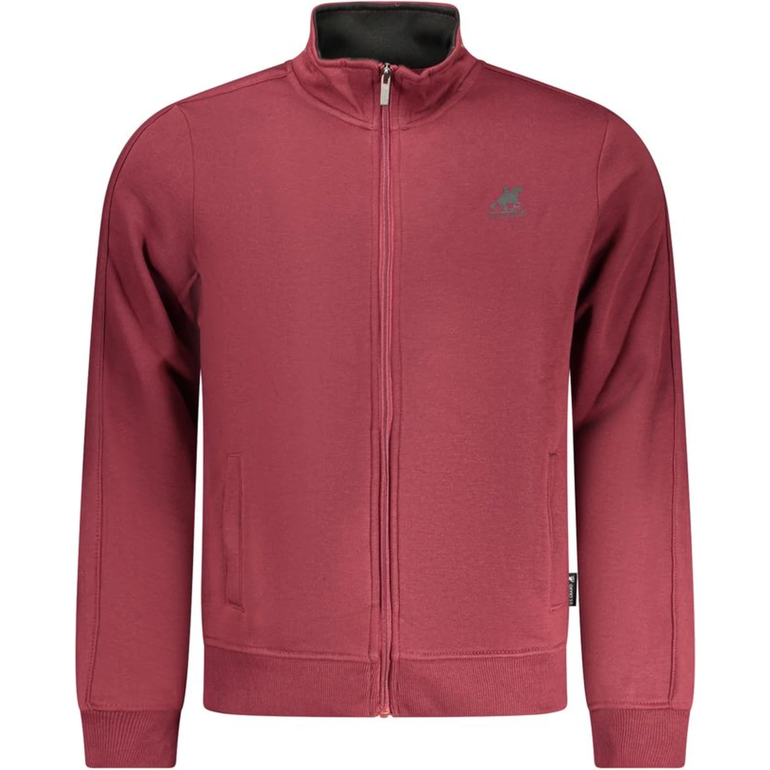 Red Cotton Men's Sweatshirt with Zip and Pockets