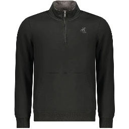 Black Polyester Men Sweatshirt