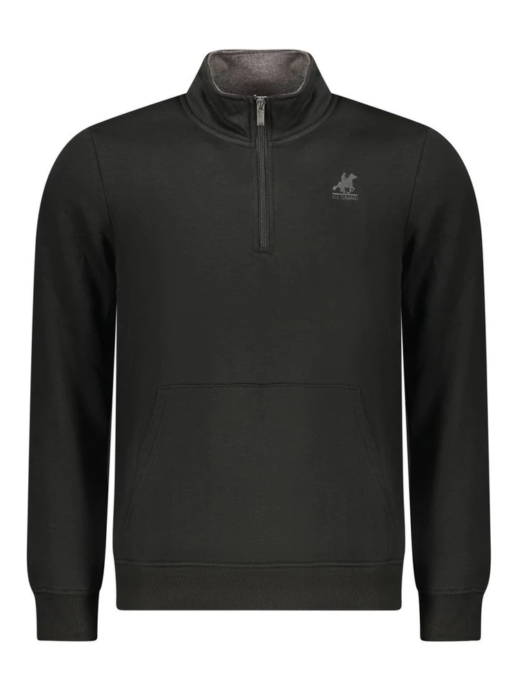Black Polyester Men Sweatshirt
