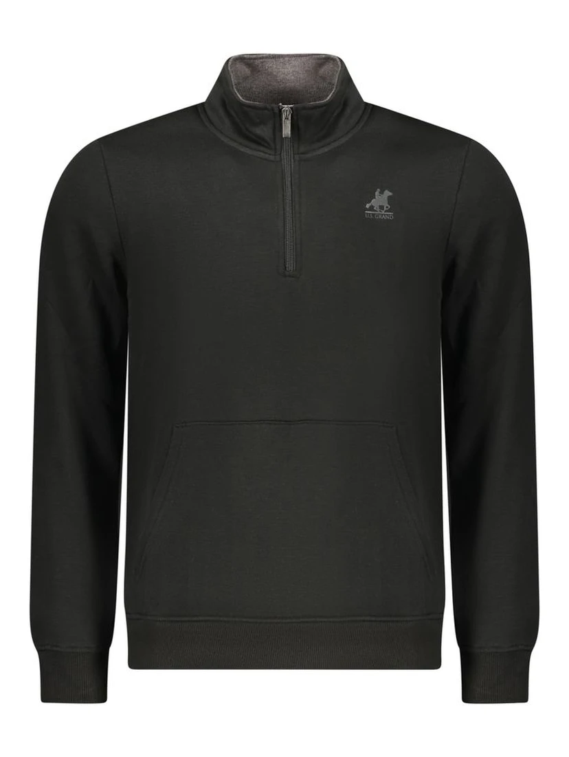 Black Polyester Men Sweatshirt