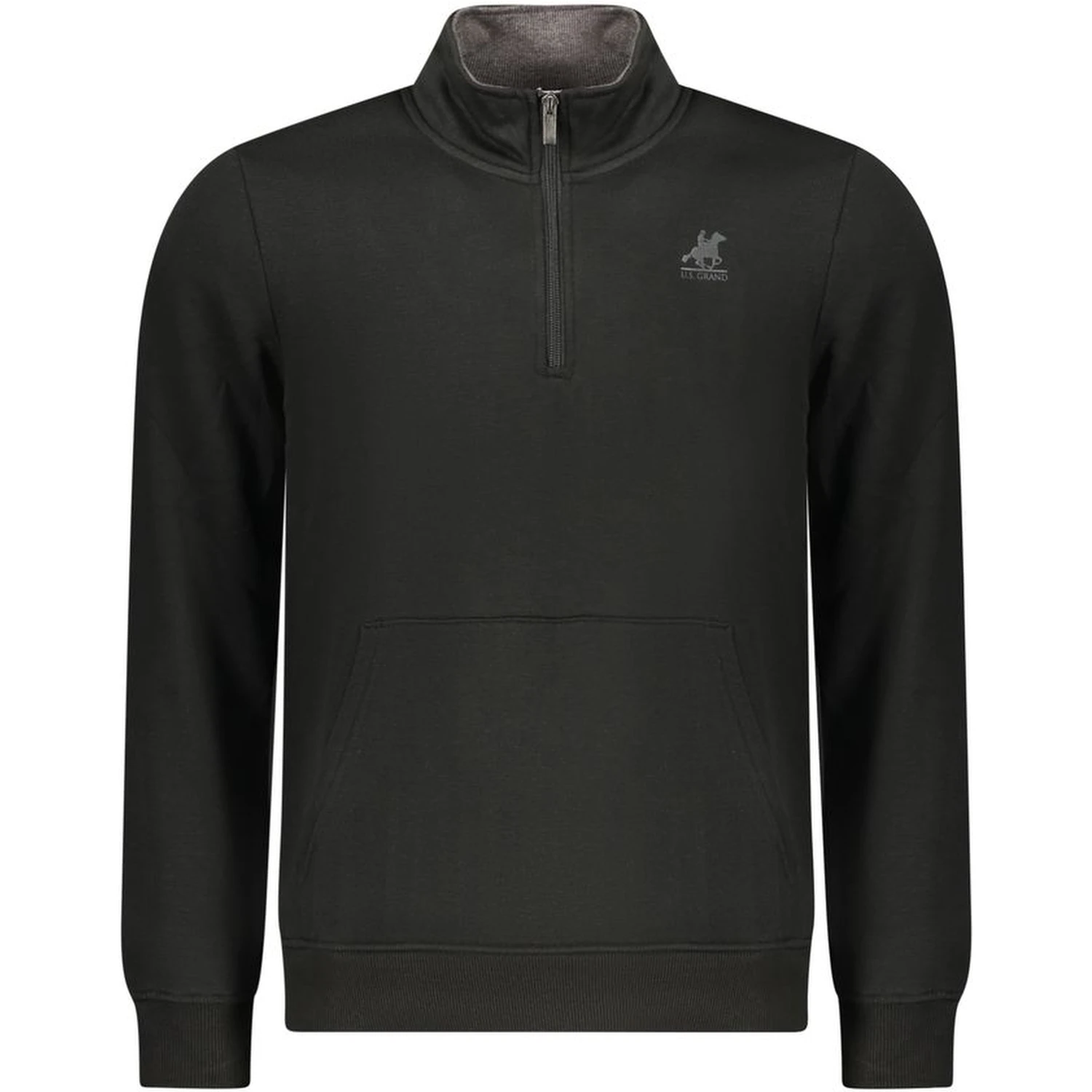 Black Polyester Men Sweatshirt