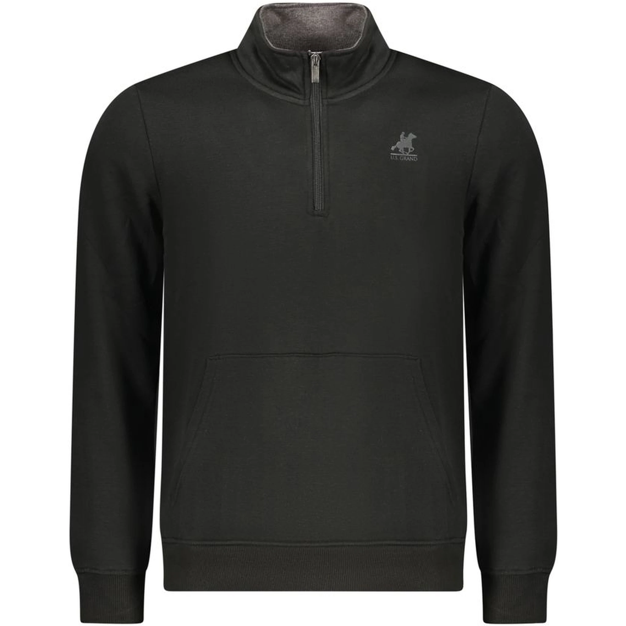 Black Polyester Men Sweatshirt