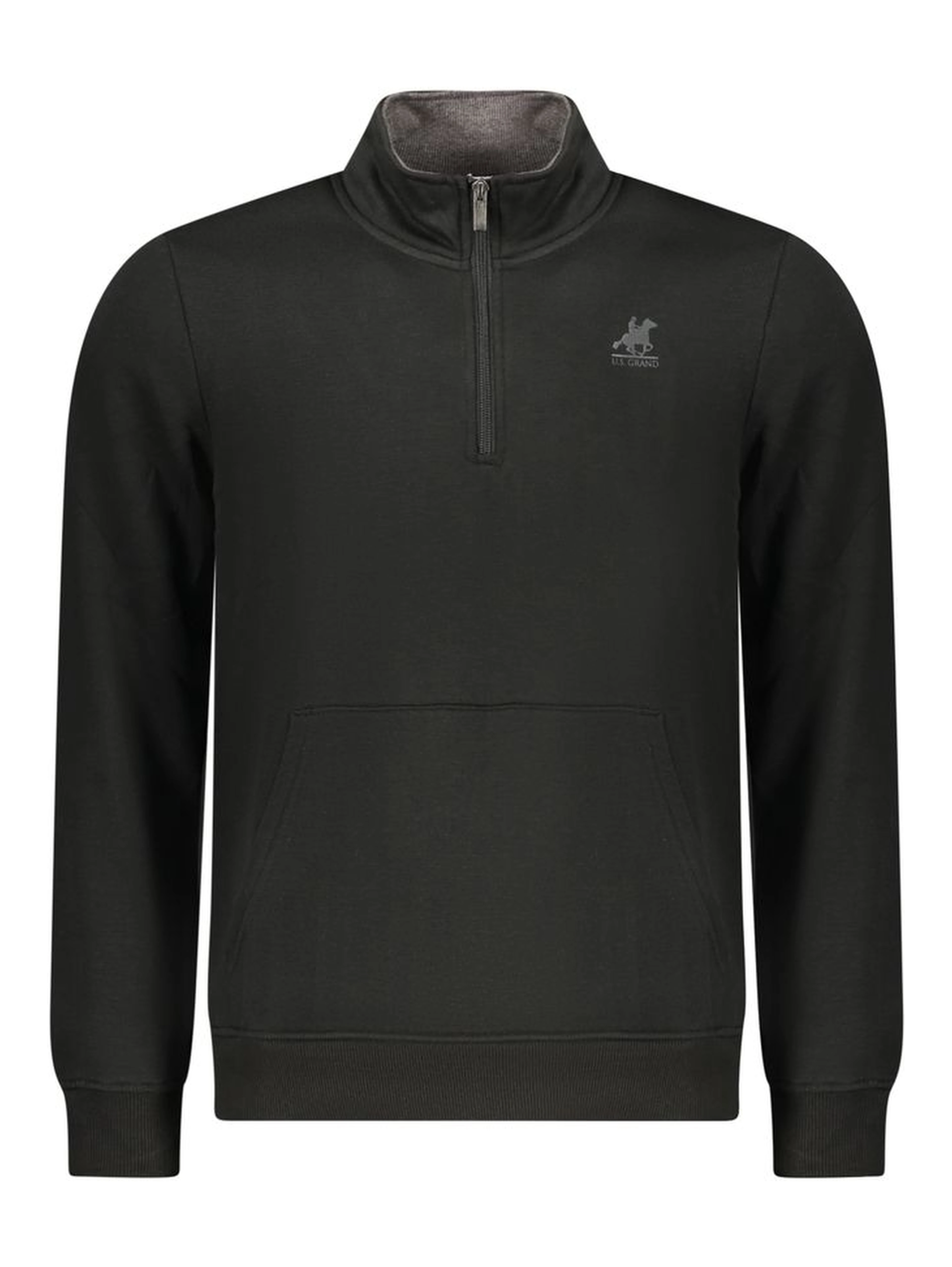 Black Polyester Men Sweatshirt