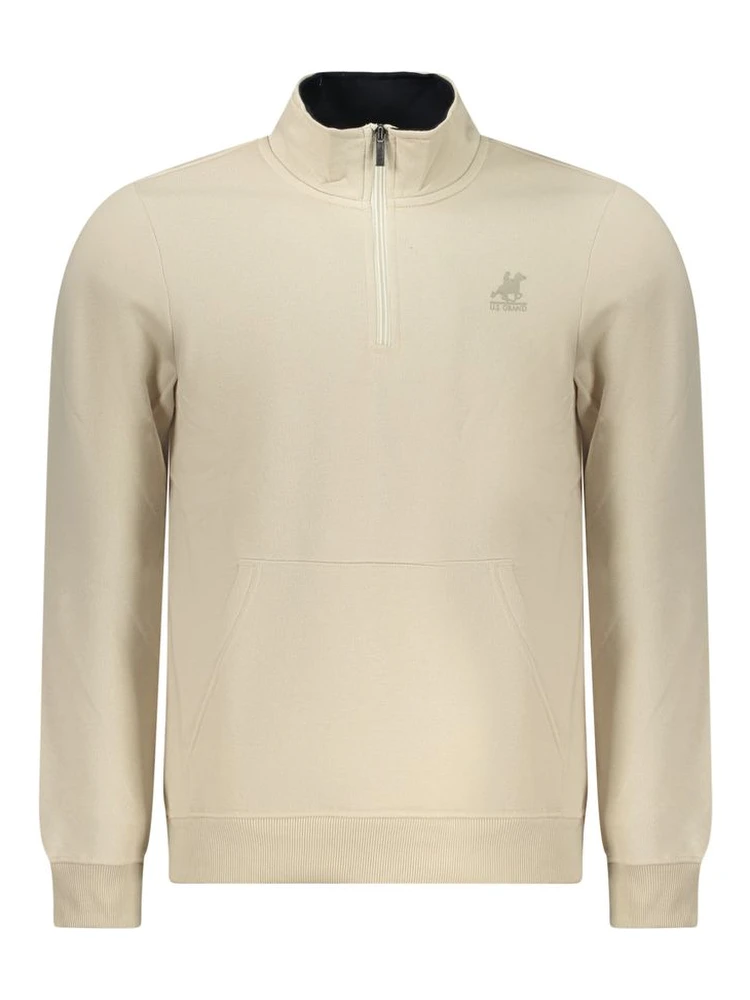 Beige Polyester Men Sweatshirt