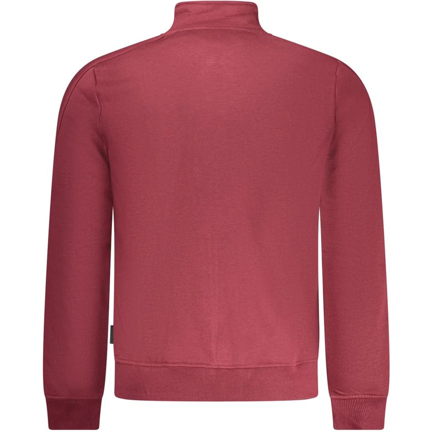 Red Cotton Men's Sweatshirt with Zip and Pockets