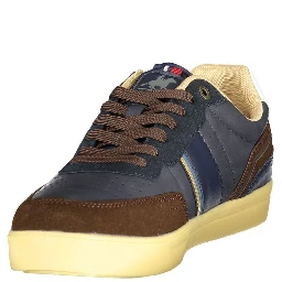Blue Polyurethane Men Sneaker