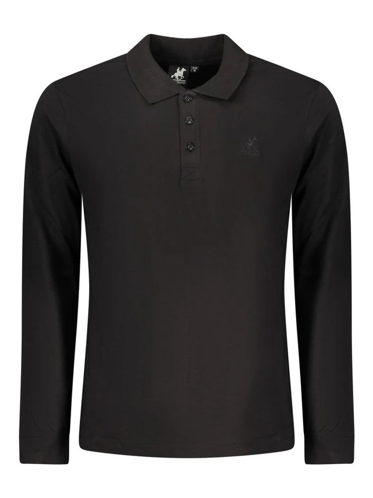 Black Cotton Men Polo Shirt