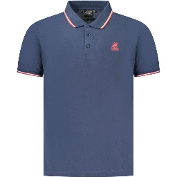Blue Cotton Men Polo