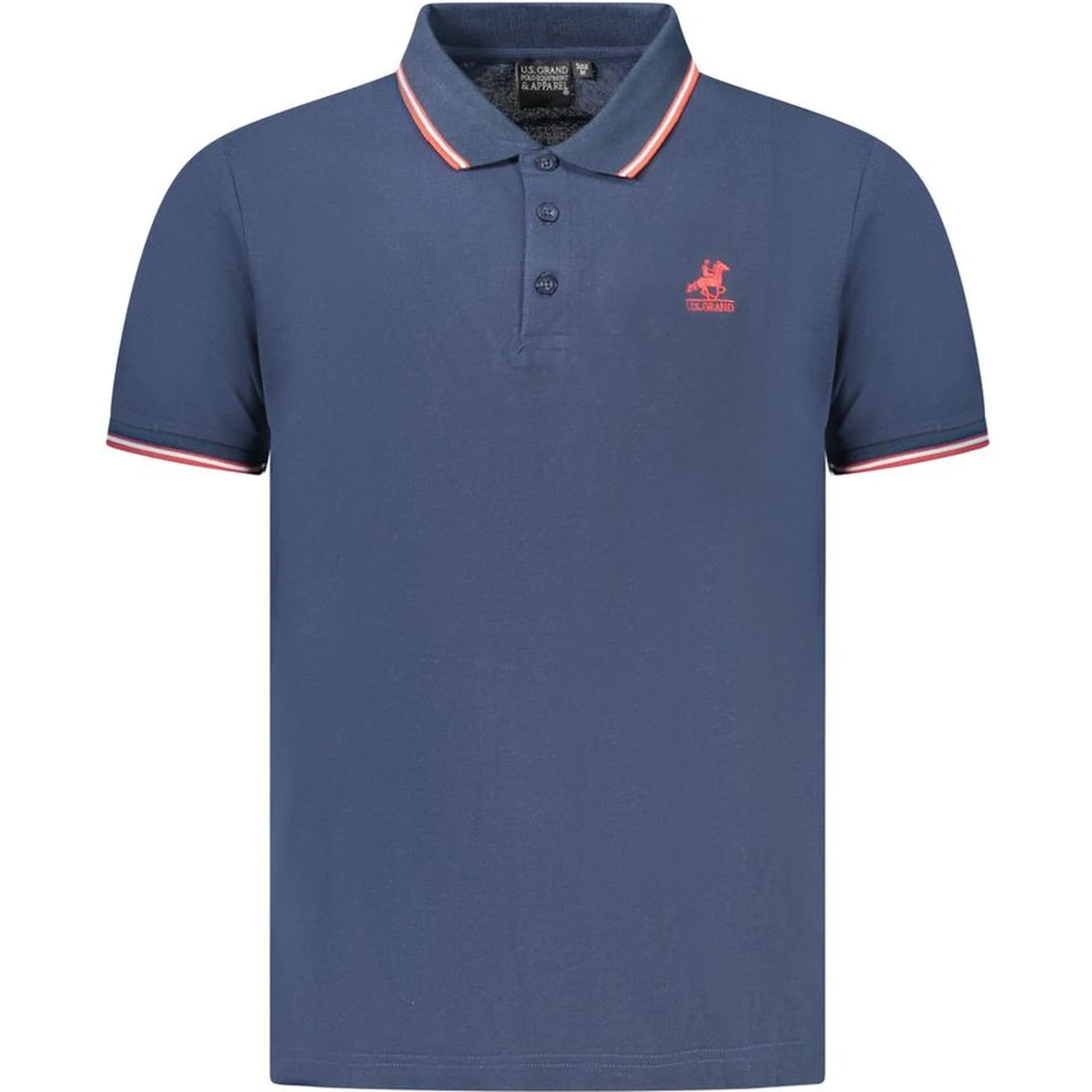 Blue Cotton Men Polo