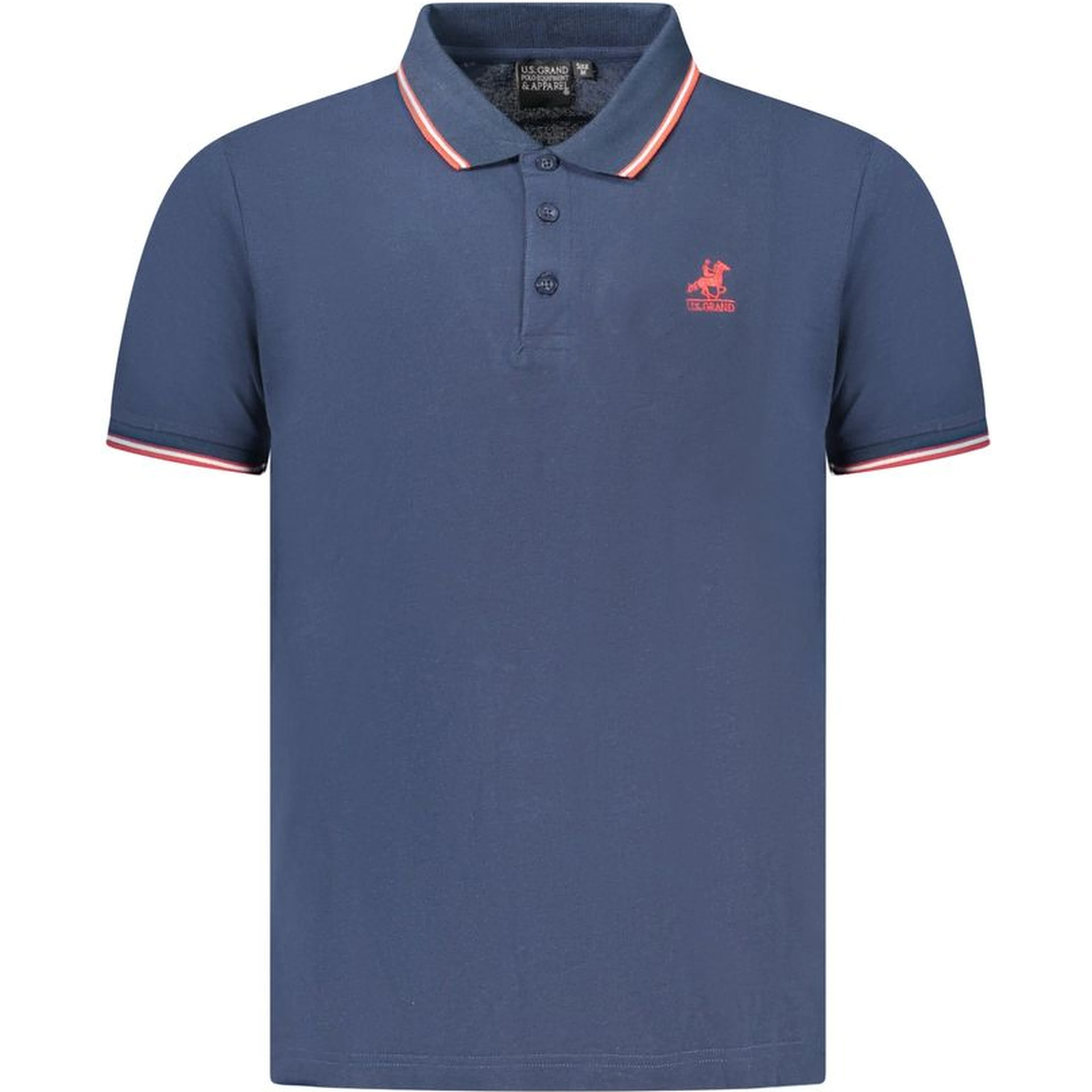 Blue Cotton Men Polo