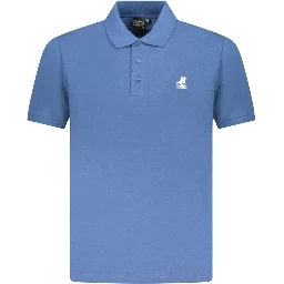 Blue Cotton Men Polo Shirt