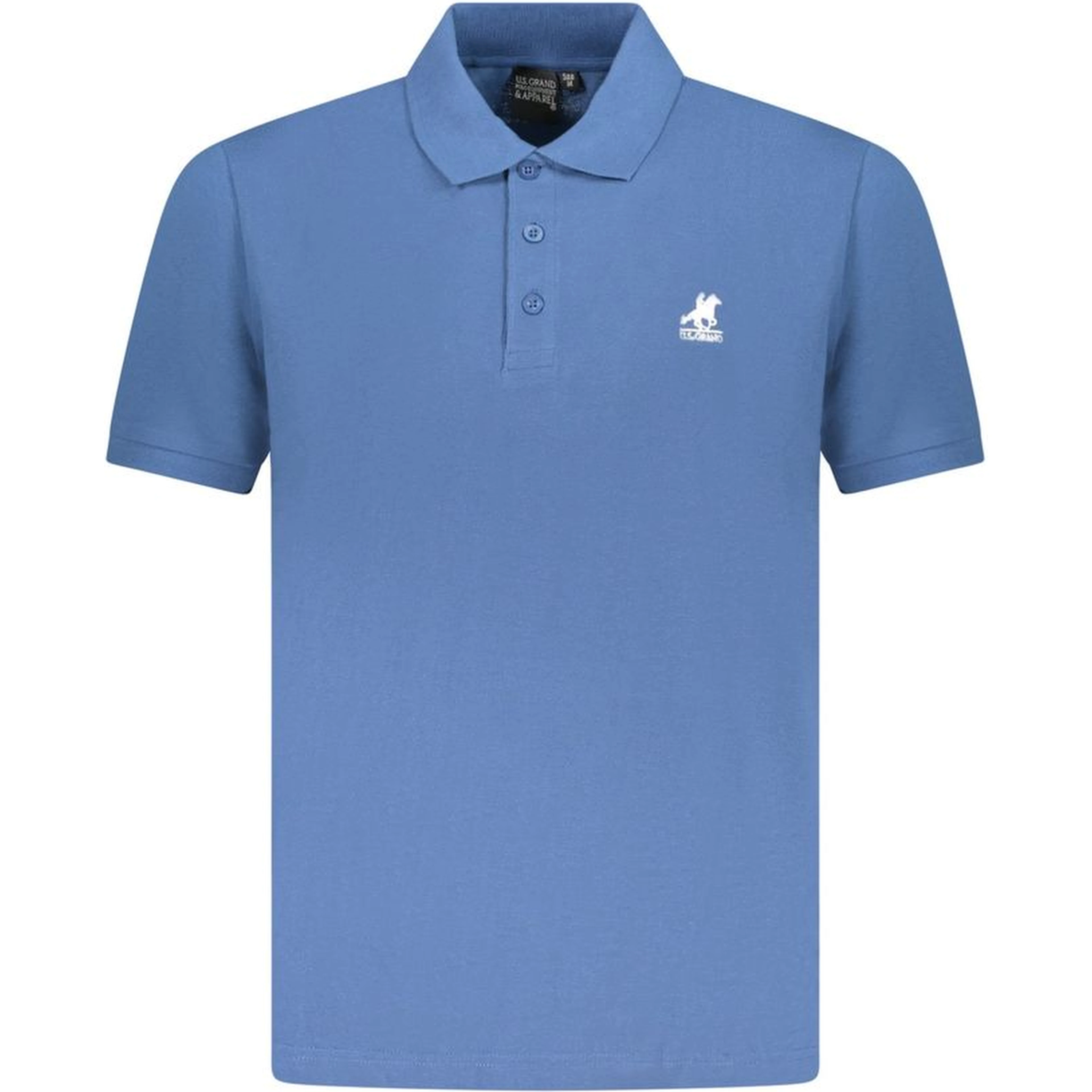 Blue Cotton Men Polo Shirt